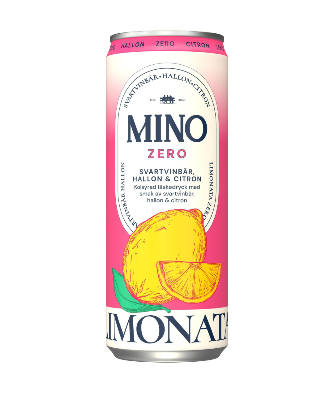 Mino Svartvinbär & Hallon/Citron Zero 33 cl burk 12-pack