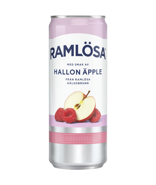 Ramlösa hallon äpple 33 cl burk 20-pack
